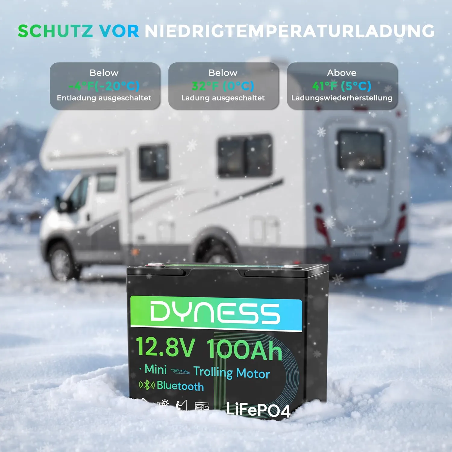Dyness 12V 100Ah Mini Bluetooth LiFePO4 Batterie mit App