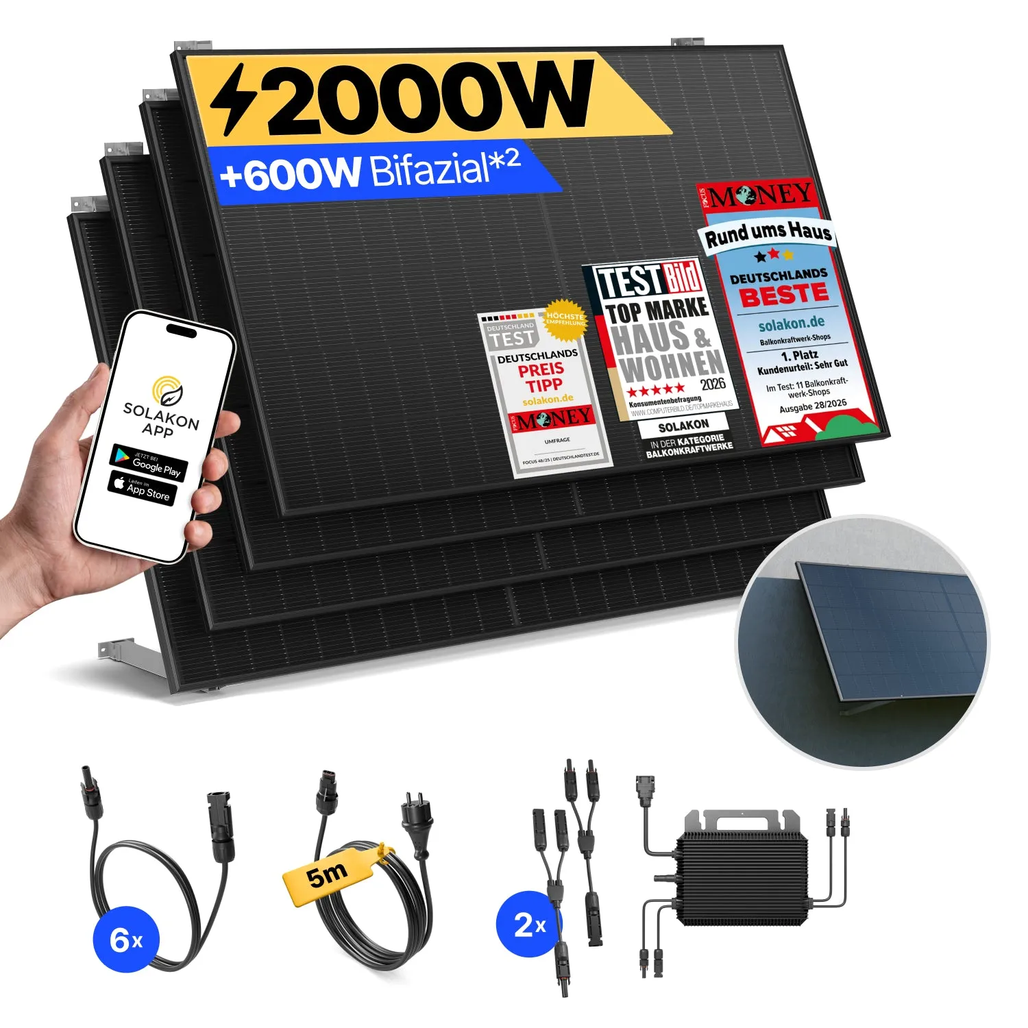 Solakon onPower 2000 Watt Balkonkraftwerk 5m
