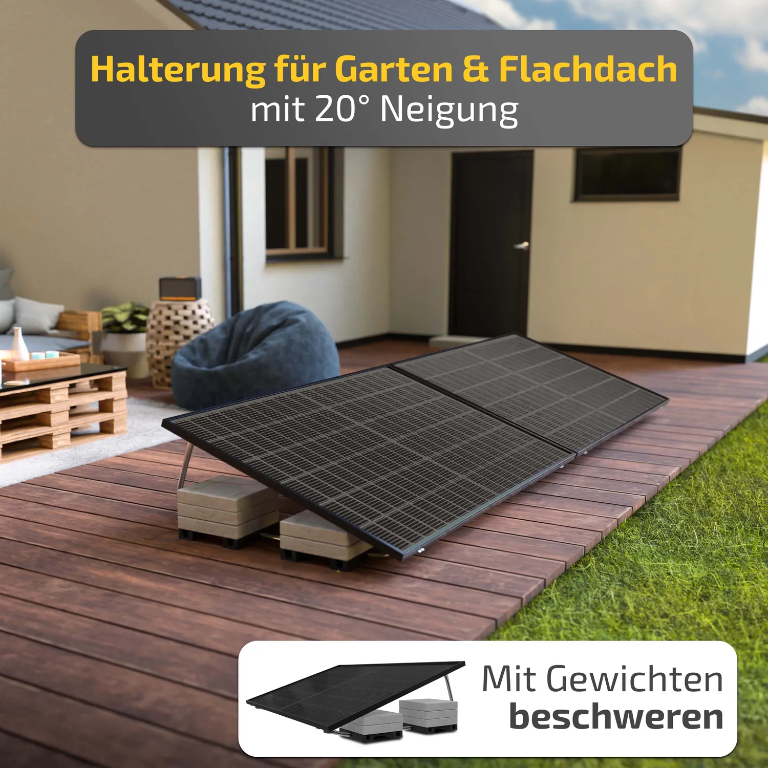 Solakon Garten Flachdach Halterung Solarmodul 1 Stück
