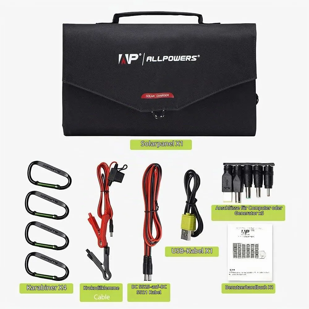 Allpowers 100W Faltbares Solarpanel mit USB tragbar