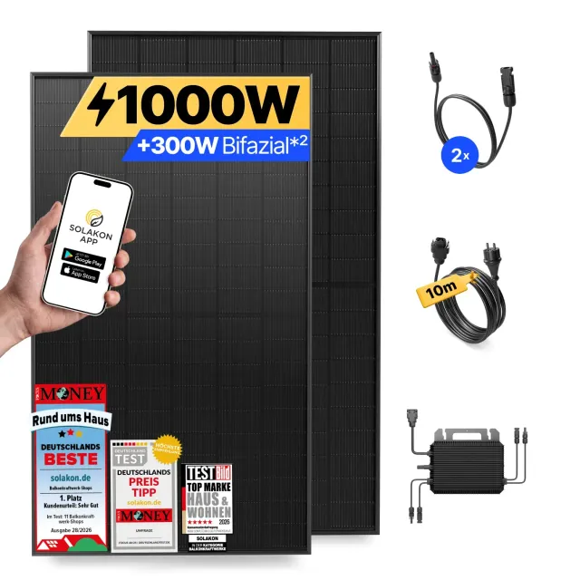 Solakon onBasic 1000 Watt Balkonkraftwerk 2,11 kWh 5 m