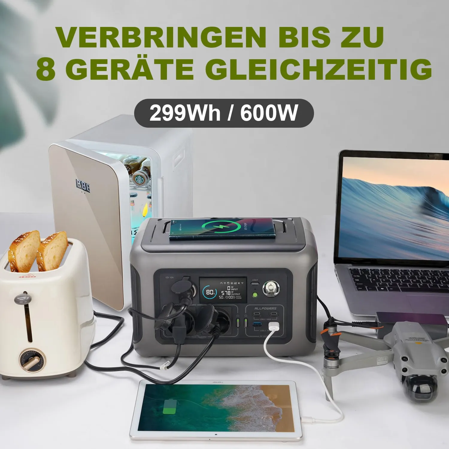 ALLPOWERS R600 Solargenerator 299Wh mit 100W Panel