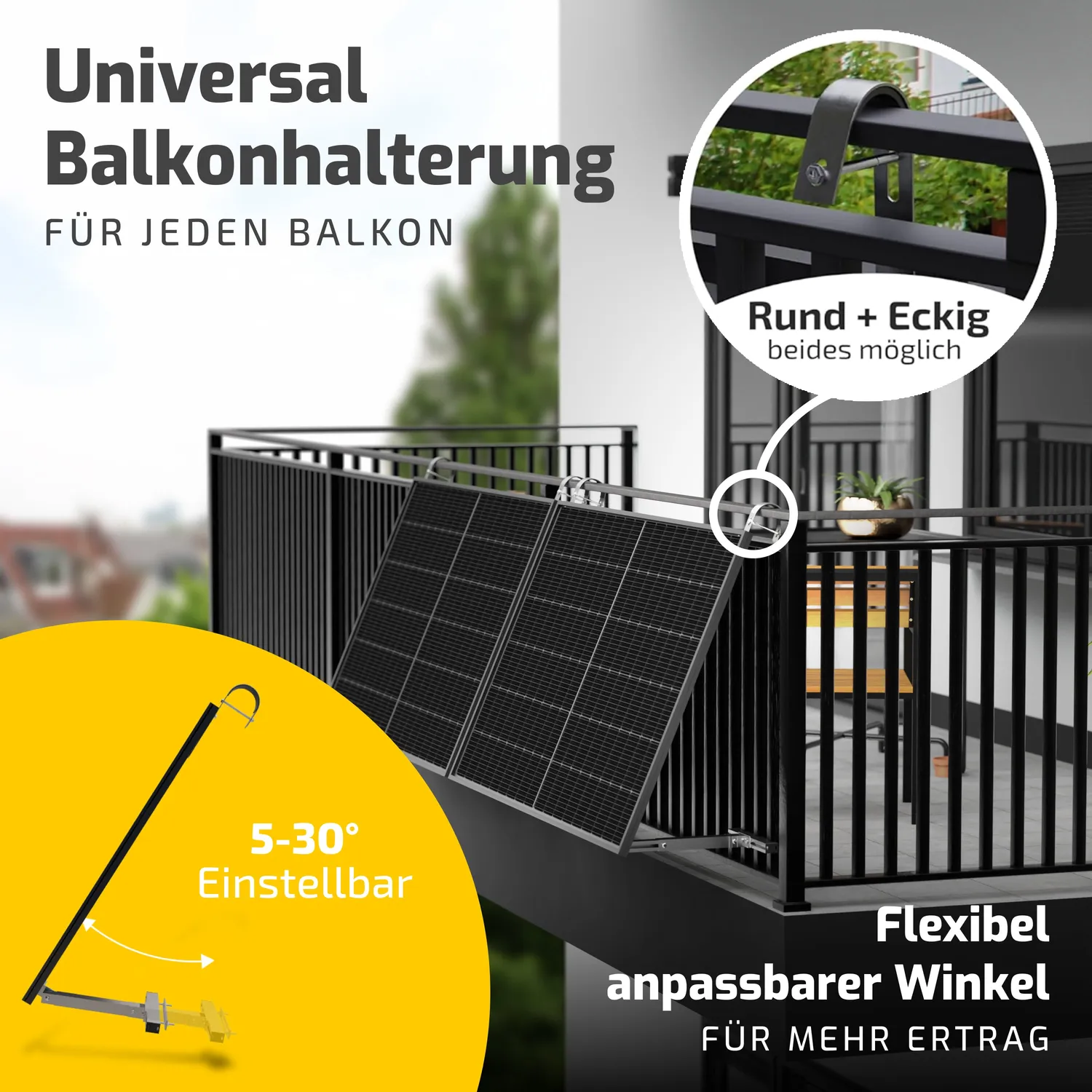 Solakon Balkon Halterung 5-30° Solarmodul