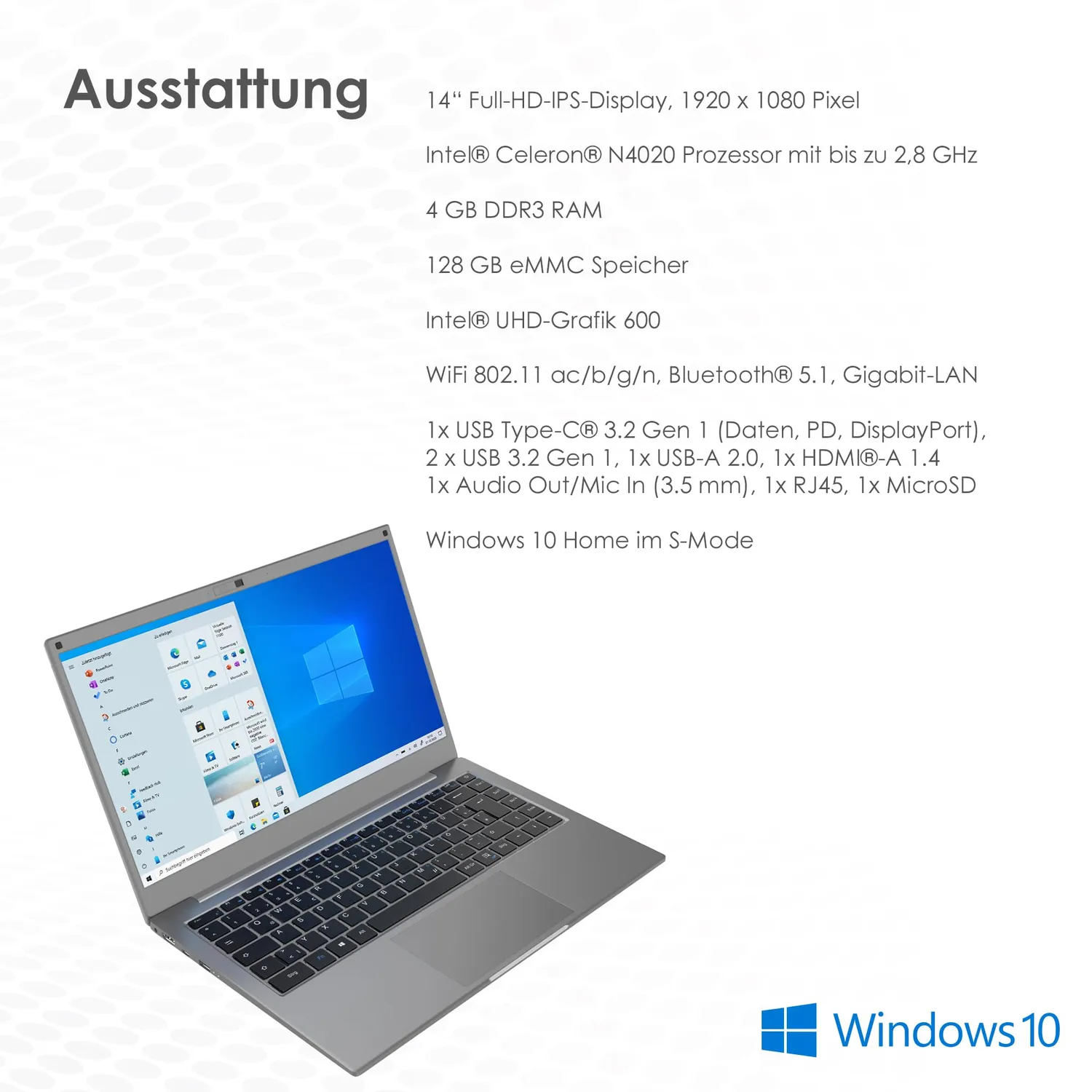 VALE C140V-1G428D Notebook 14 Zoll 128GB SSD