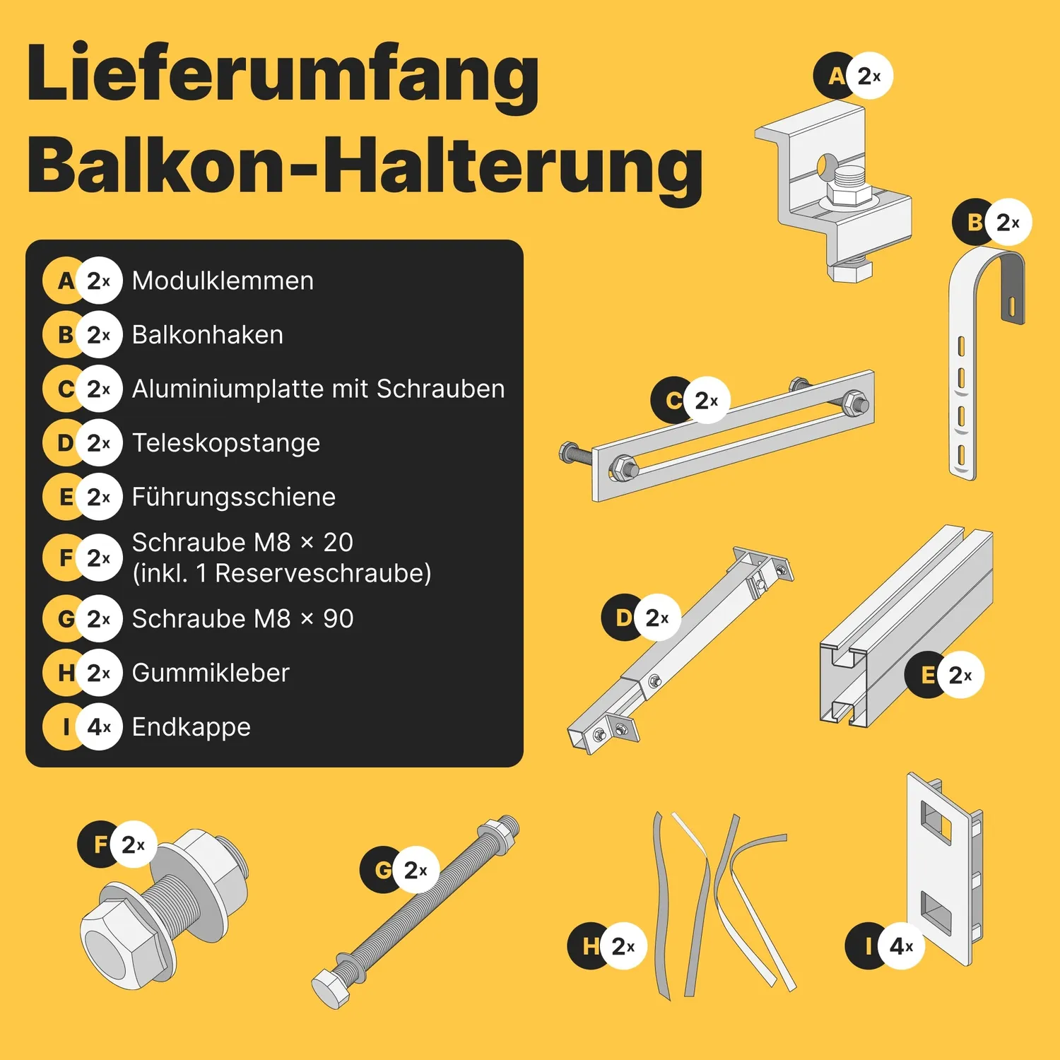 Solakon Balkonkraftwerk Halterung Balkon 0-30° verstellbar