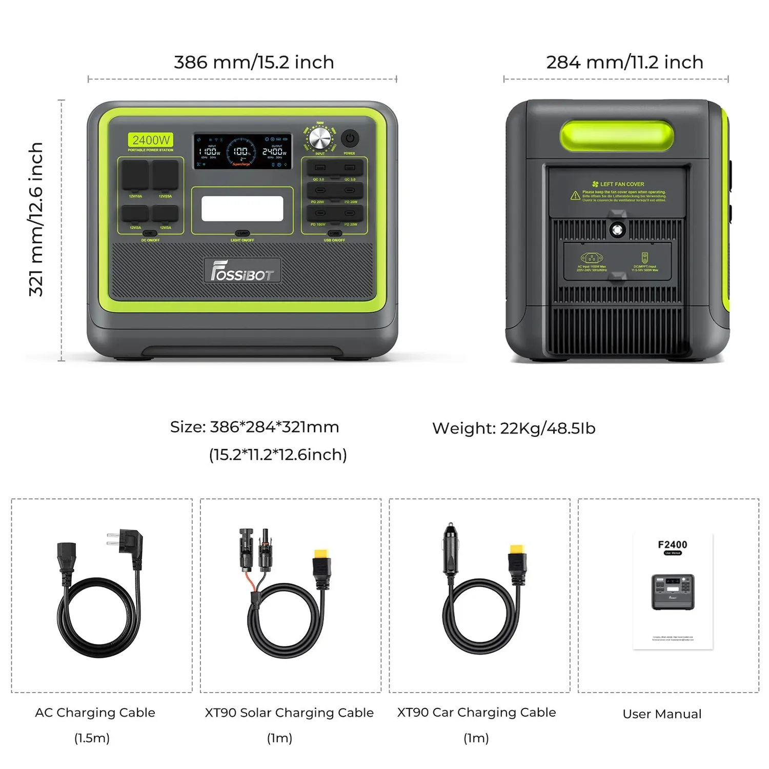 FOSSiBOT F2400 Powerstation 2048Wh Schwarz ohne Solar