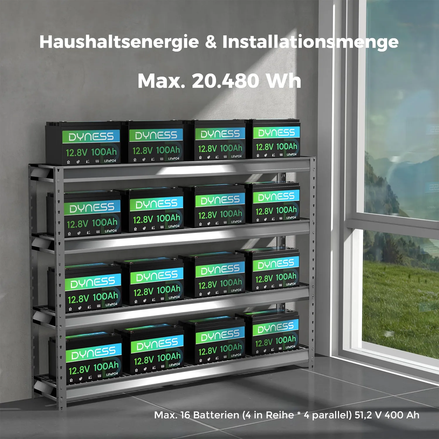 Dyness 12V 100Ah LiFePO4 Batterie 1280Wh