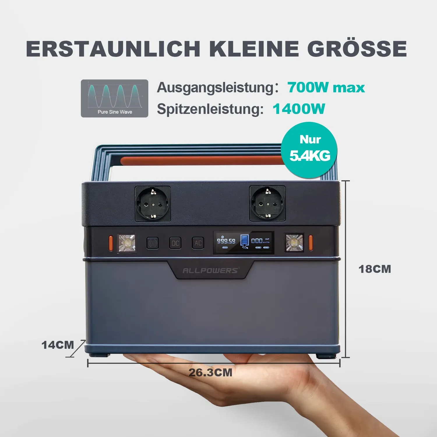 ALLPOWERS S700 Powerstation 606Wh 700W mit Bluetooth