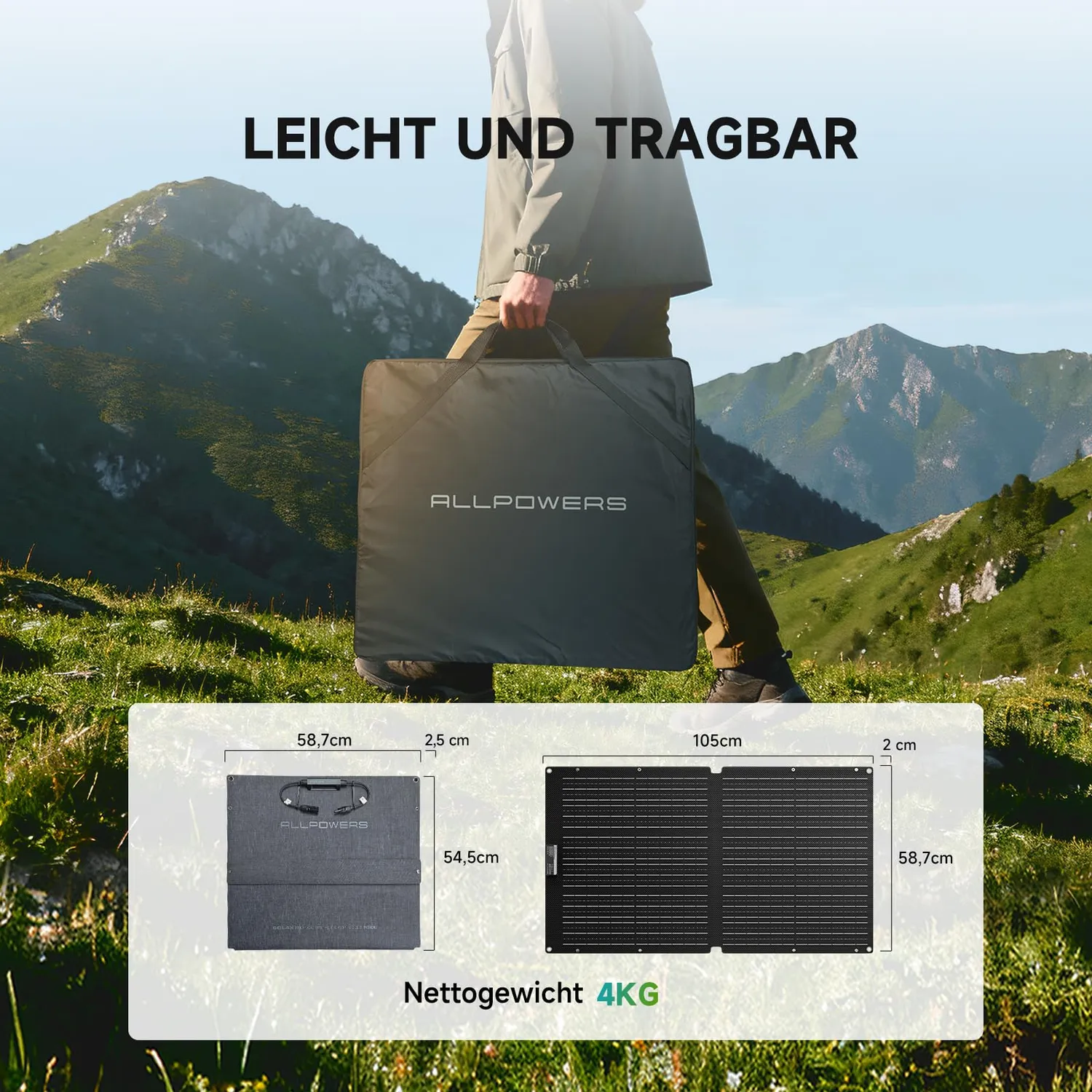 Allpowers 100W Solarmodul faltbar IP68 für Powerstation
