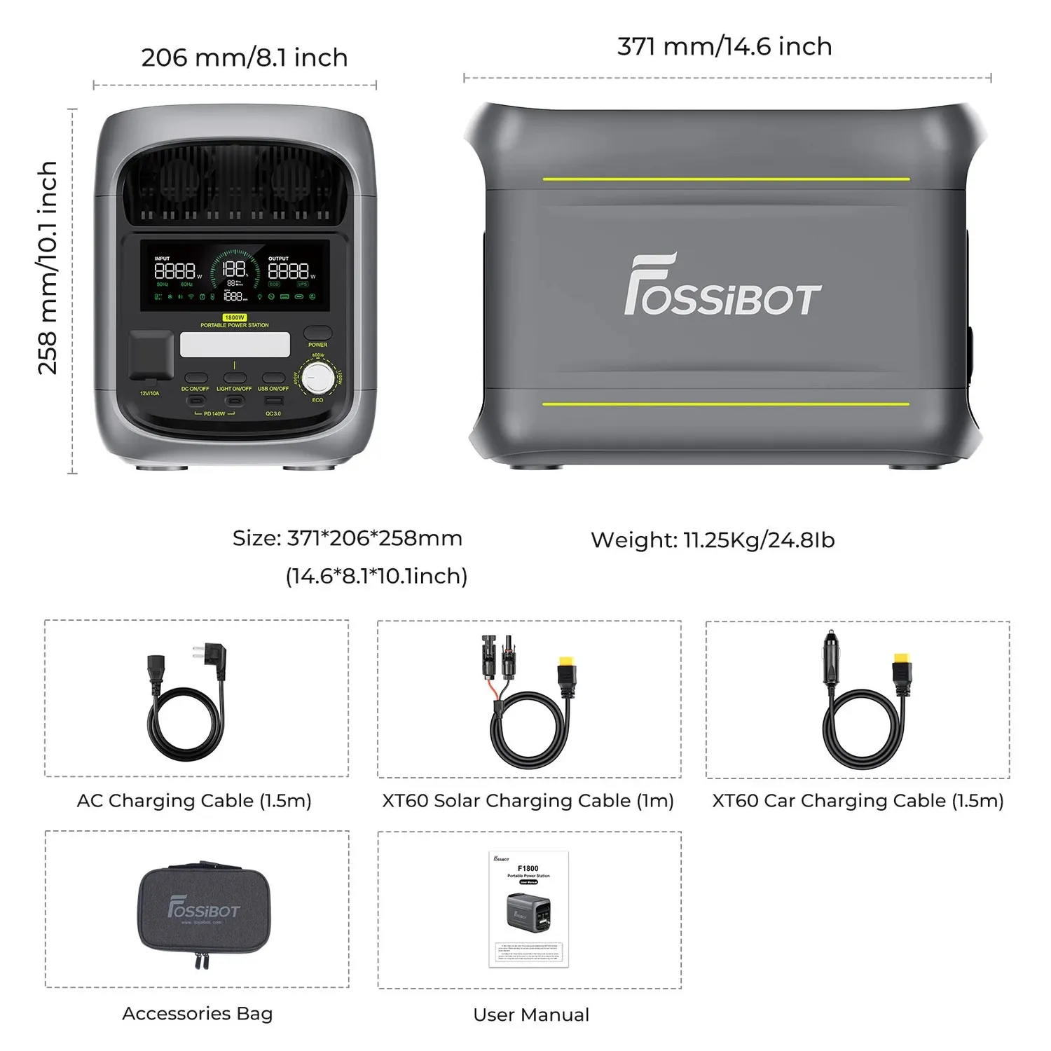 FOSSIBOT F1800 Powerstation 1800W 1024Wh ohne Panel