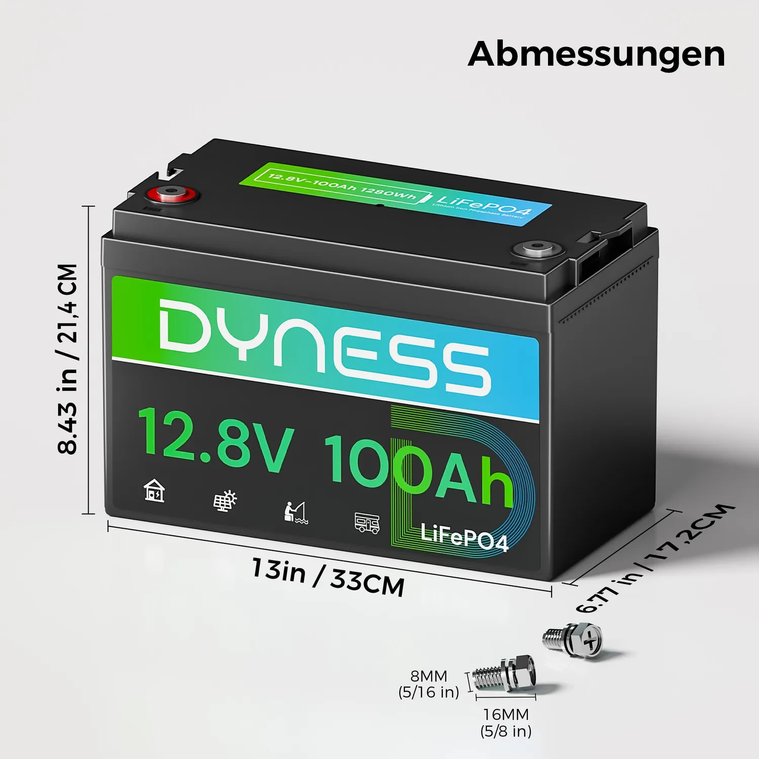 Dyness 12V 100Ah LiFePO4 Batterie 1280Wh