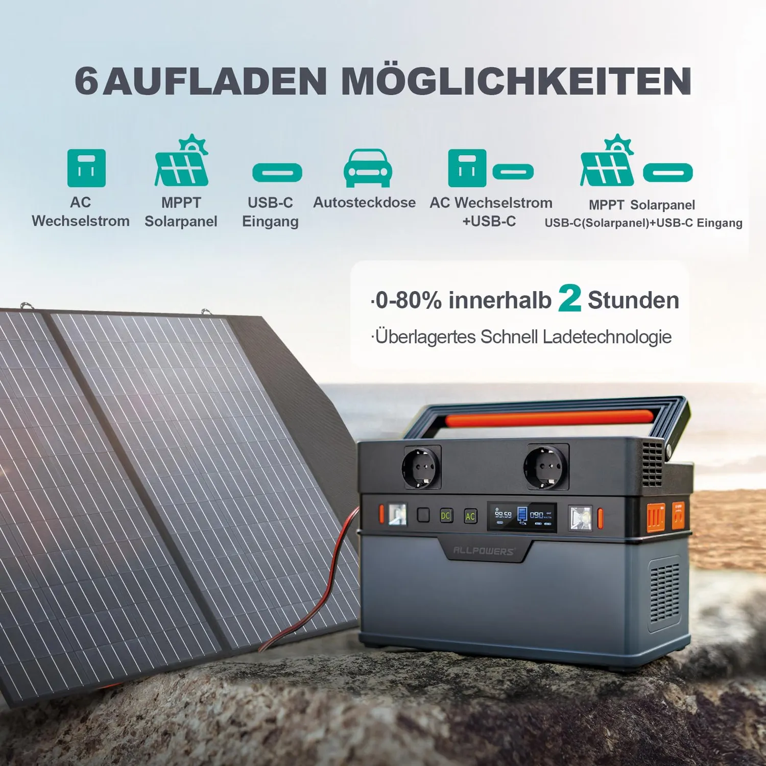 Allpowers S700 Solargenerator 606Wh mit 100W Panel