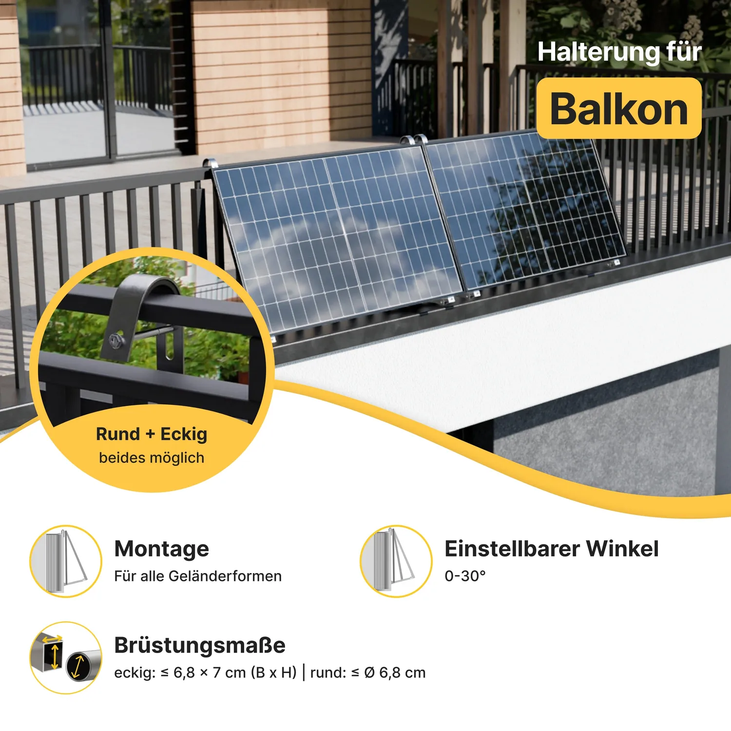 Solakon Balkon Halterung 5-30° Solarmodul