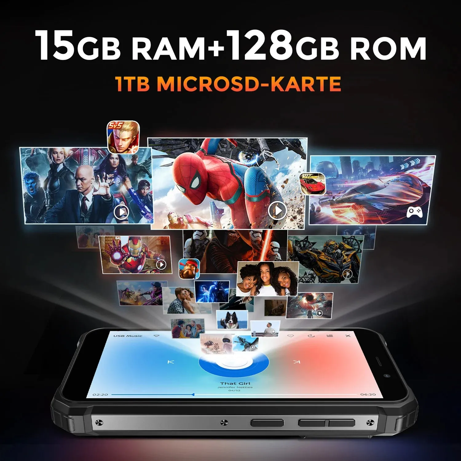 FOSSIBOT F101 PRO Outdoor Handy 128GB Orange