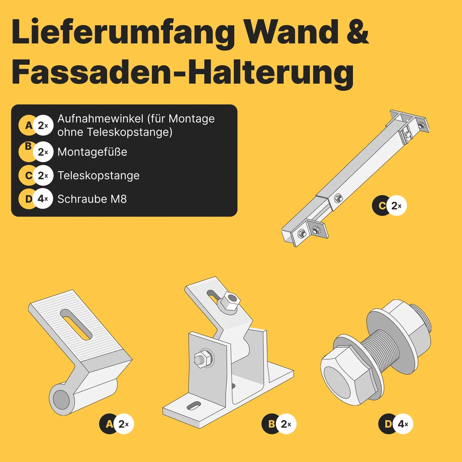 Solakon Wand & Fassade Halterung für Solarmodul Aluminium