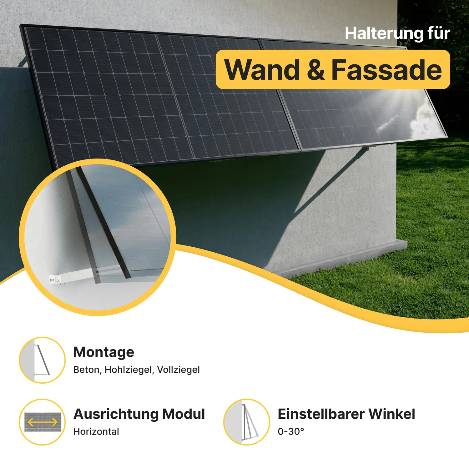 Solakon Wand & Fassade Halterung für Solarmodul Aluminium