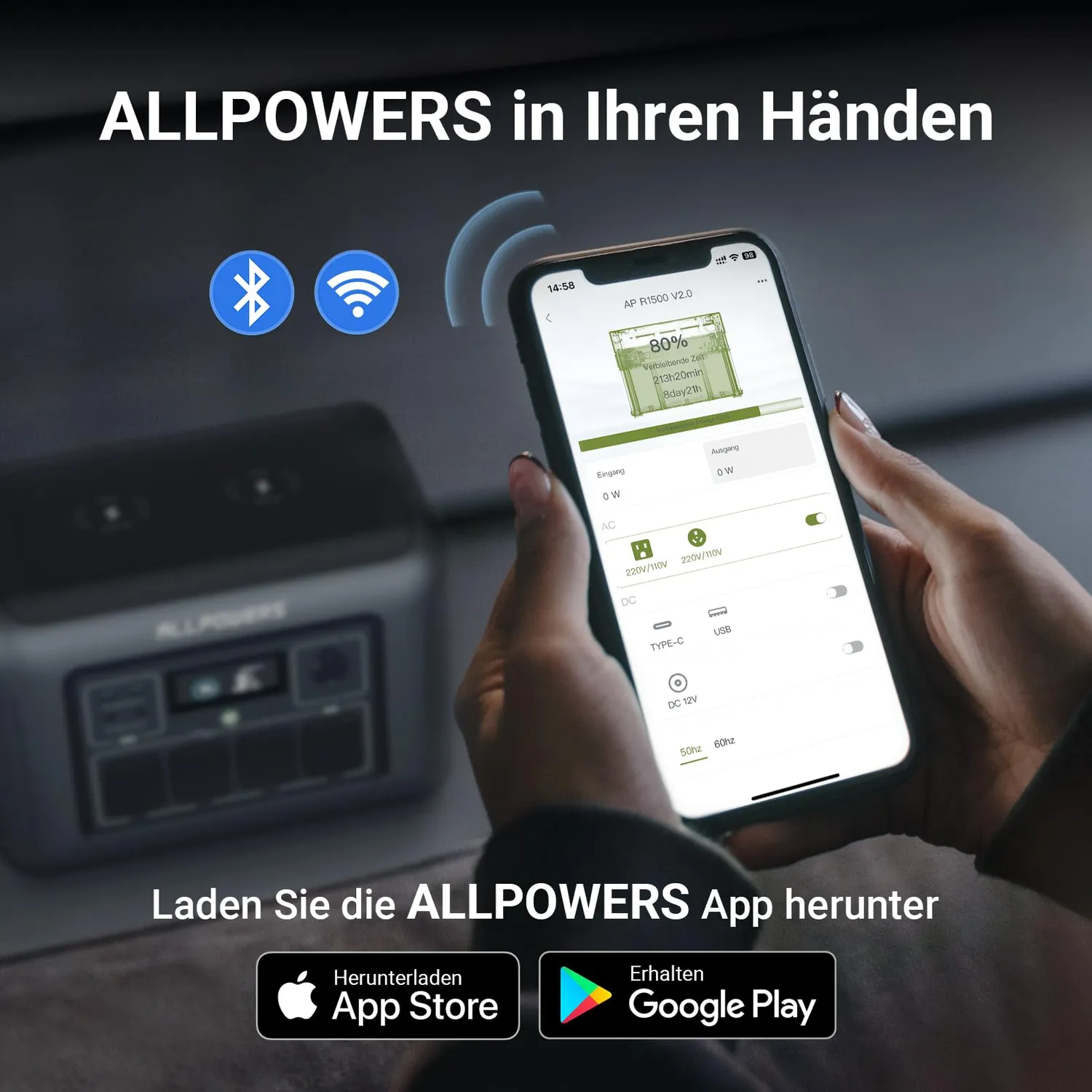 ALLPOWERS R1500 Powerstation 1152Wh mit 2x 100W Panel