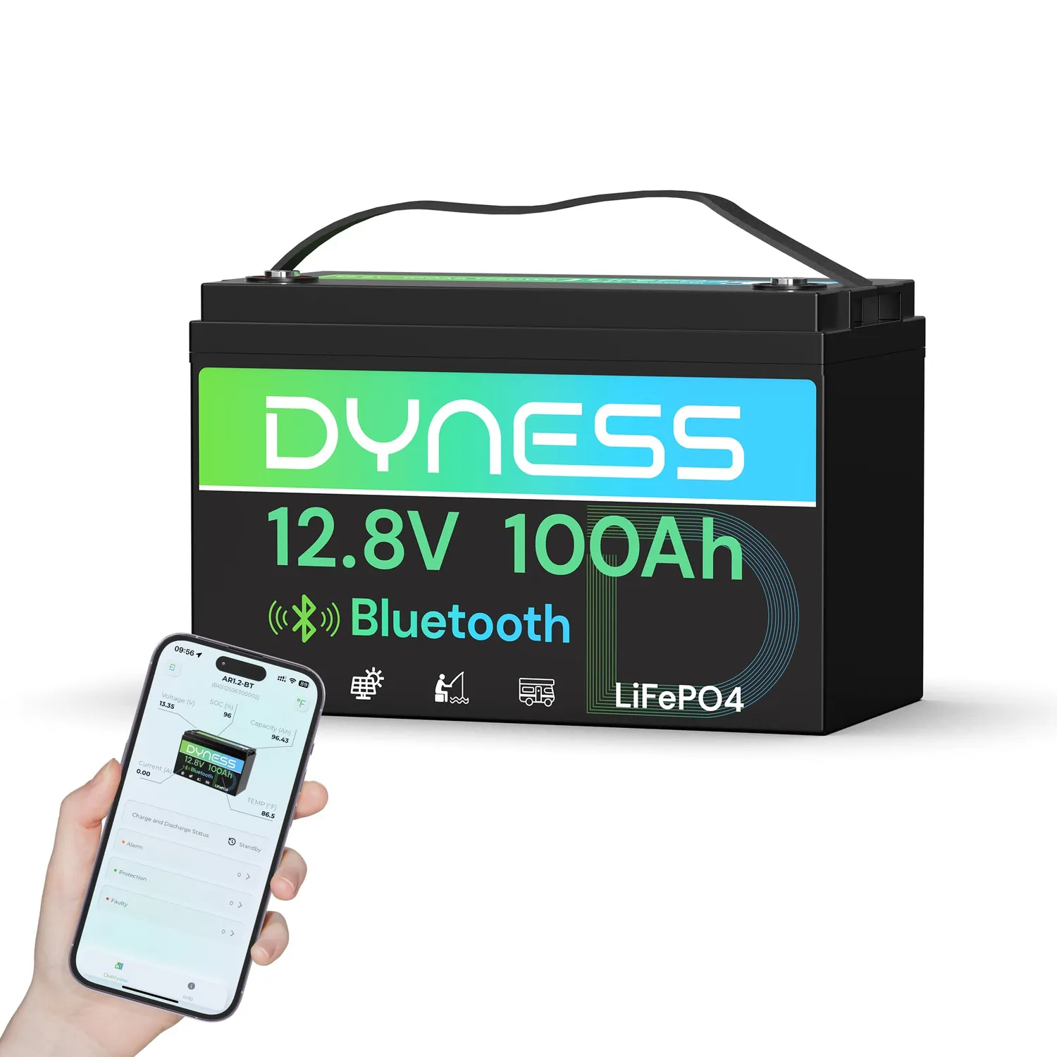 Dyness 12V 100Ah Mini Bluetooth LiFePO4 Batterie mit App