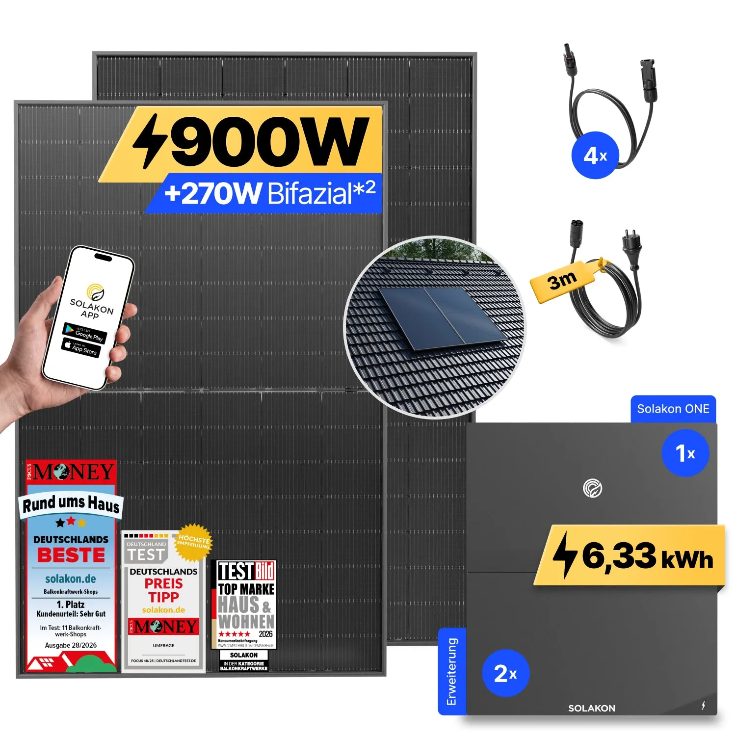 Solakon onLite 900 Watt Balkonkraftwerk ohne Speicher steckerfertig