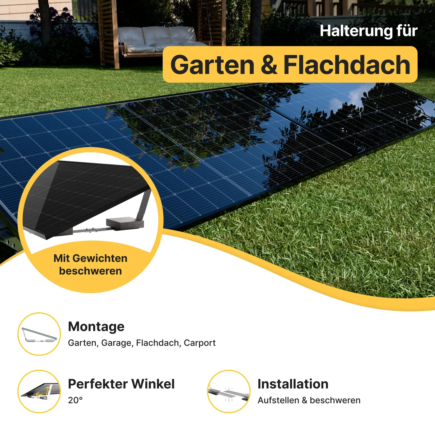 Solakon Halterung Flachdach & Garten Alu verstellbar