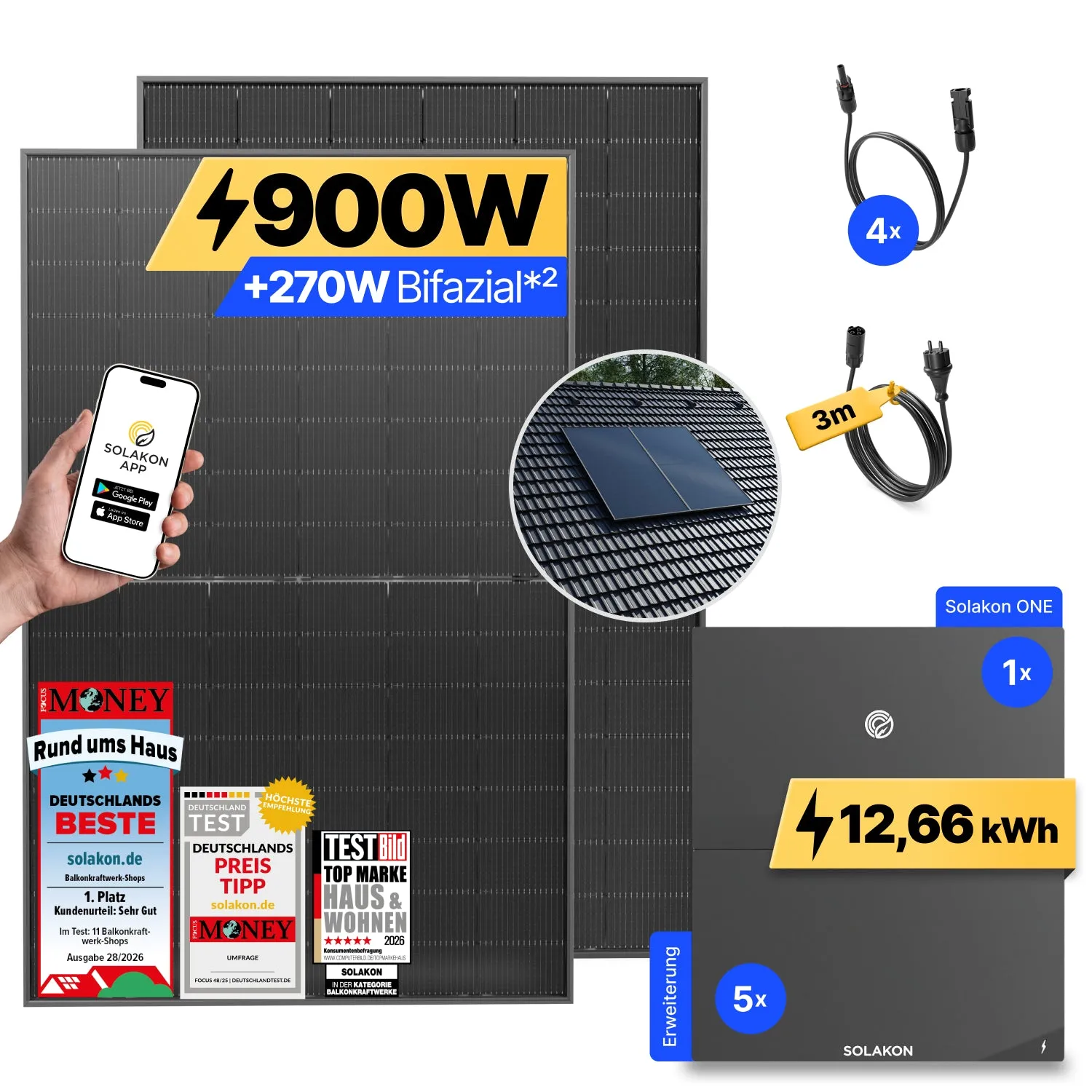 Solakon onLite 900 Watt Balkonkraftwerk ohne Speicher steckerfertig
