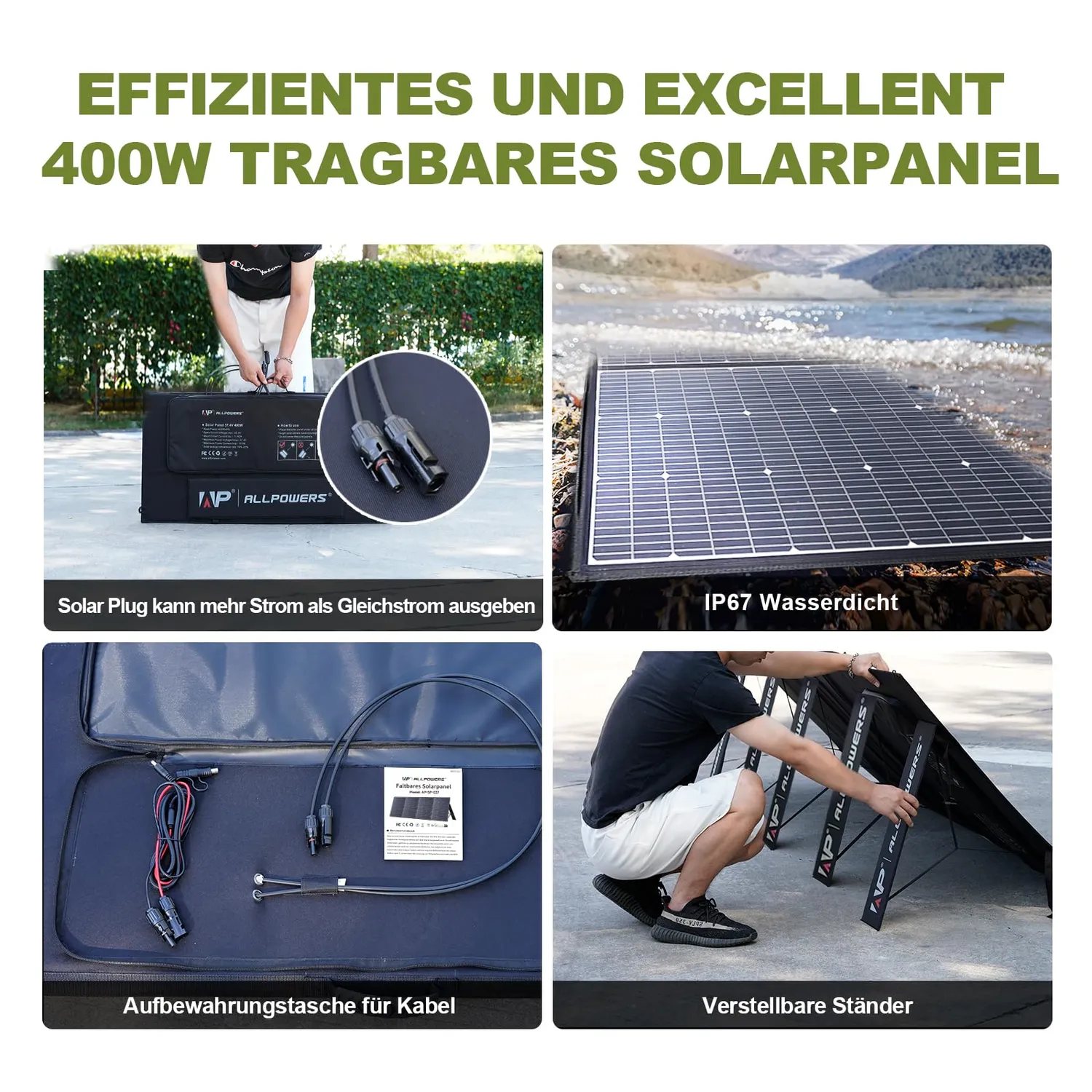 Allpowers 400W Solarpanel faltbar IP67 ETFE