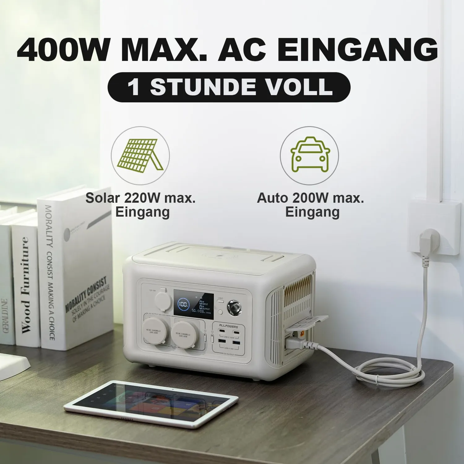 ALLPOWERS R600 Solargenerator 299Wh mit 200W Solarpanel
