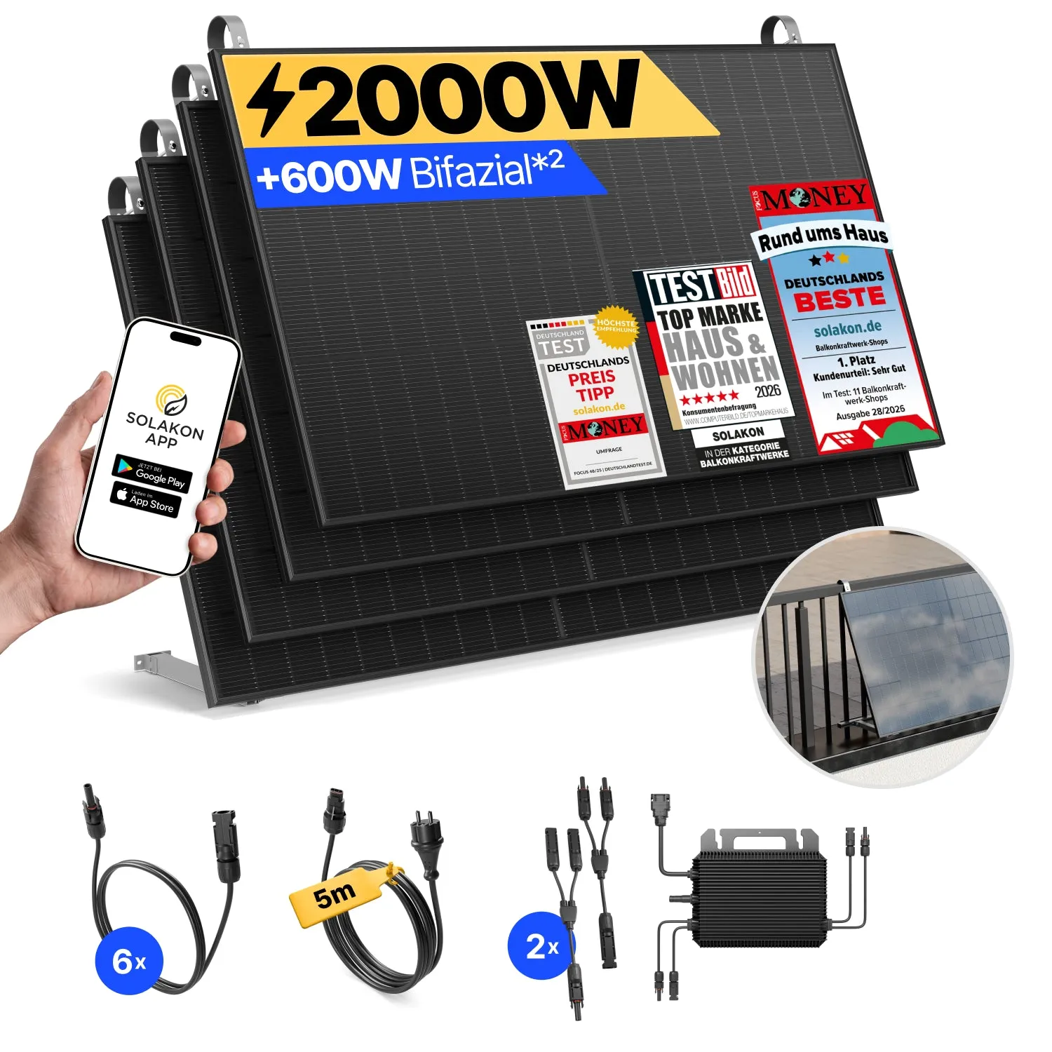 Solakon onPower 2000 Watt Balkonkraftwerk 5m