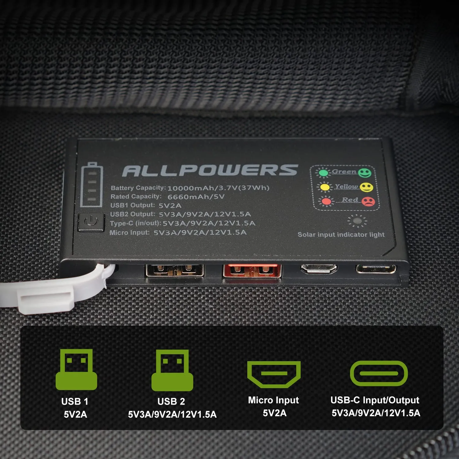 Allpowers 21W Solarladegerät Powerbank 10000mAh faltbar